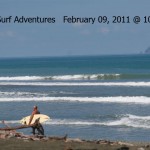 small pavones surf with surfer walking